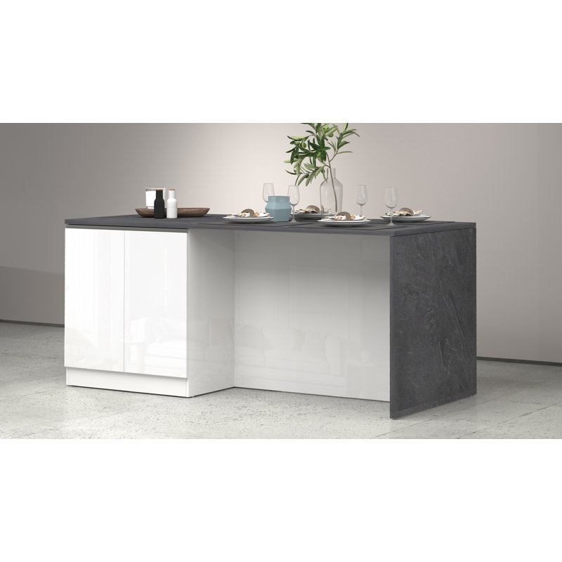 Sadrac Wood Kitchen Island, White/Grey