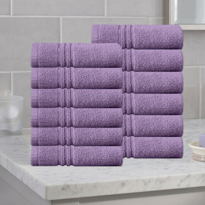 Ensemble de serviettes de salle de bain 100% coton 100% coton zéro torsion Robbs, 13 po x 13 po (12) (12 serviettes de bain) Home Weavers