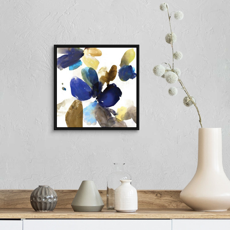 «Blue Velvet I» par Allison Pearce, reproduction sur toile, Cadre noir, H 14 po x l 14 po x P 1,75 po