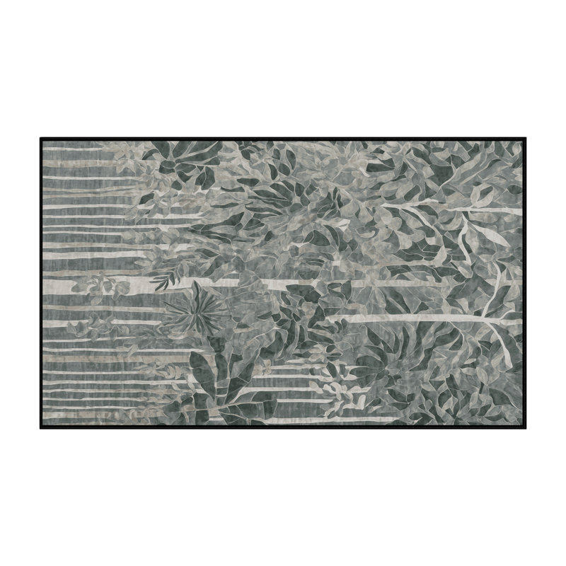 Machine Washable Gray Area Rug, Rectangle 6' x 9'