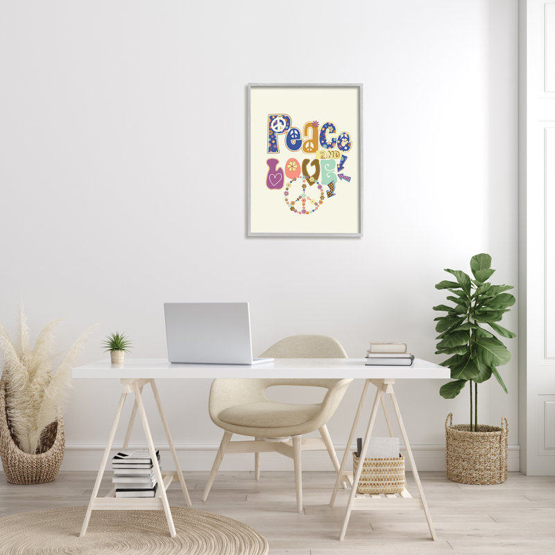 Groovy Peace and Love - Art textuel sur toile, H 30 po x l 24 po x 1,5 po, Estampe numérique Farmhouse