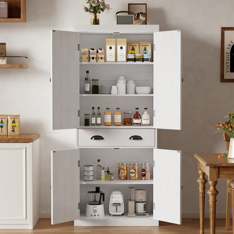 72''H Kitchen Pantry Storage Cabinet with Drawers and Adjustable Shelves