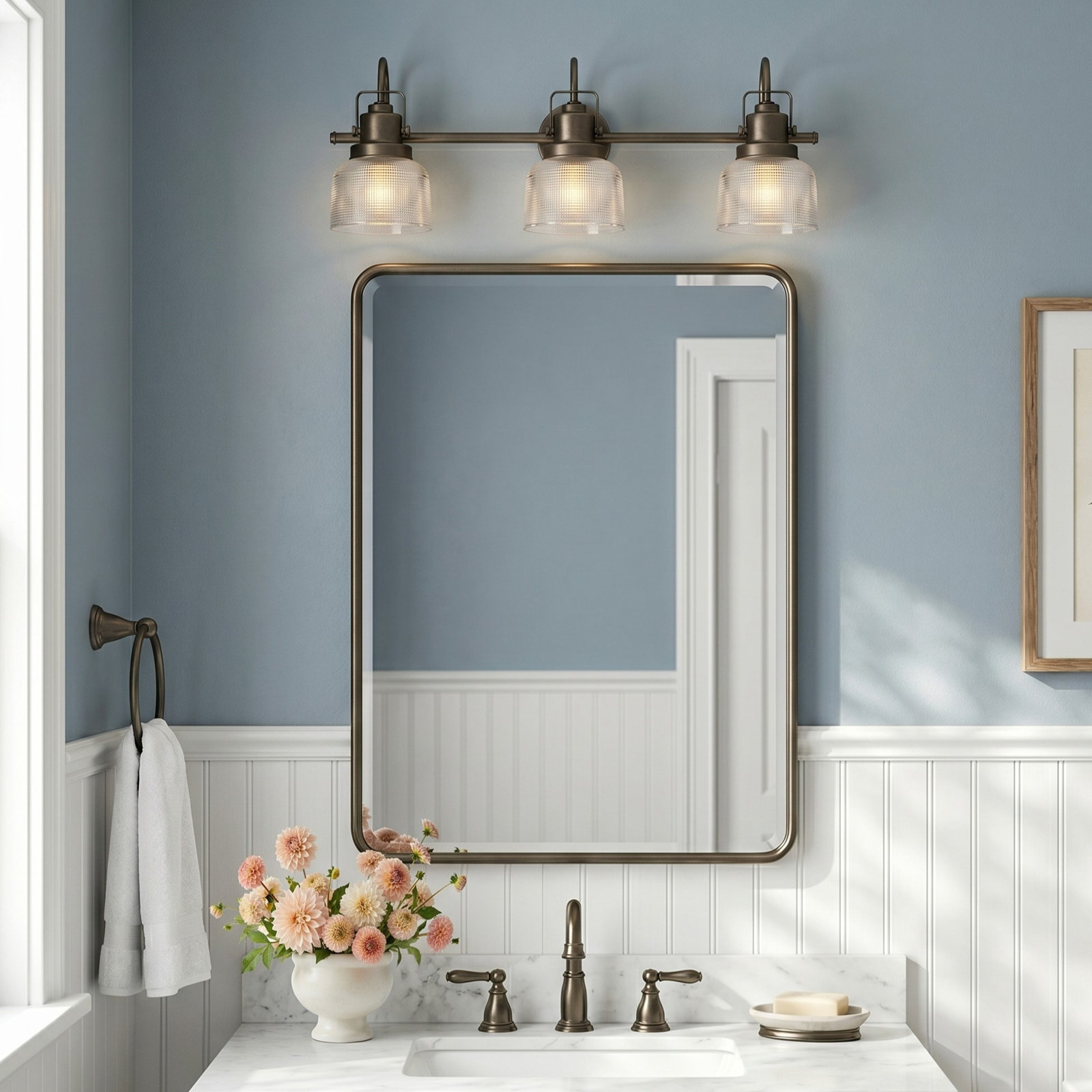 Rosser Dimmable Vanity Light, Polished Chrome, 8.75"H x 26.25"W x 7.25"D, 3 Lights