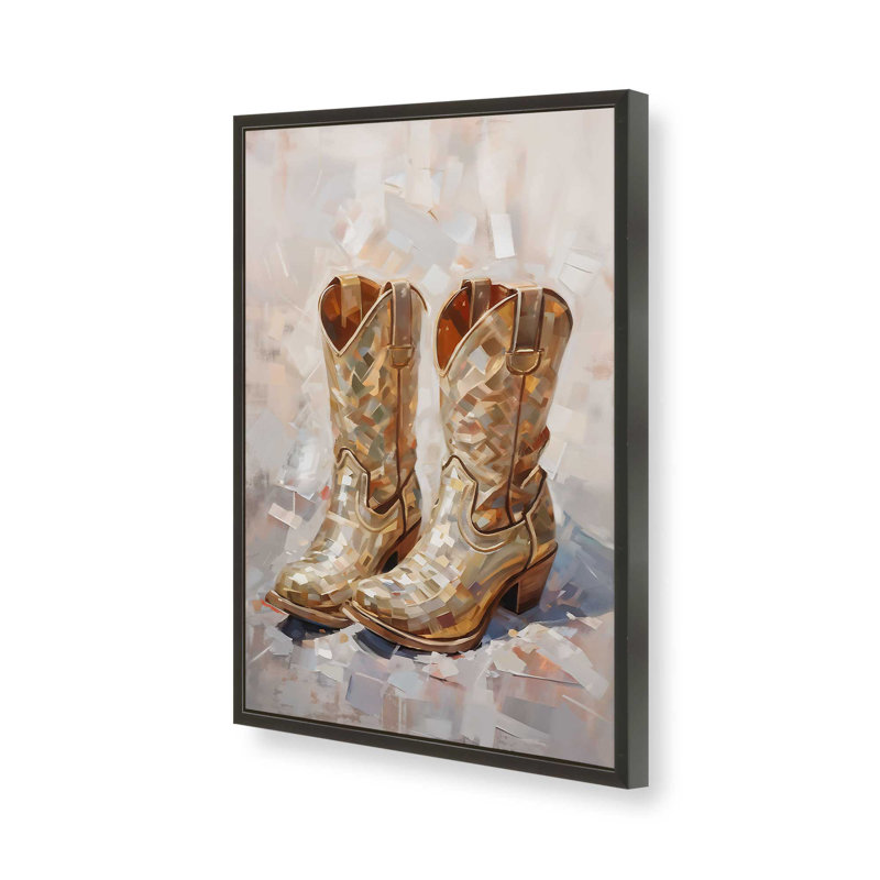 Cowboy Essentials in Tan I Print, 15" H x 12" W, Satin Black