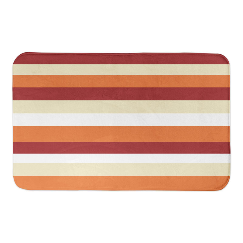 Sylvain Non-Slip Bath Rug, Brown/Orange Striped