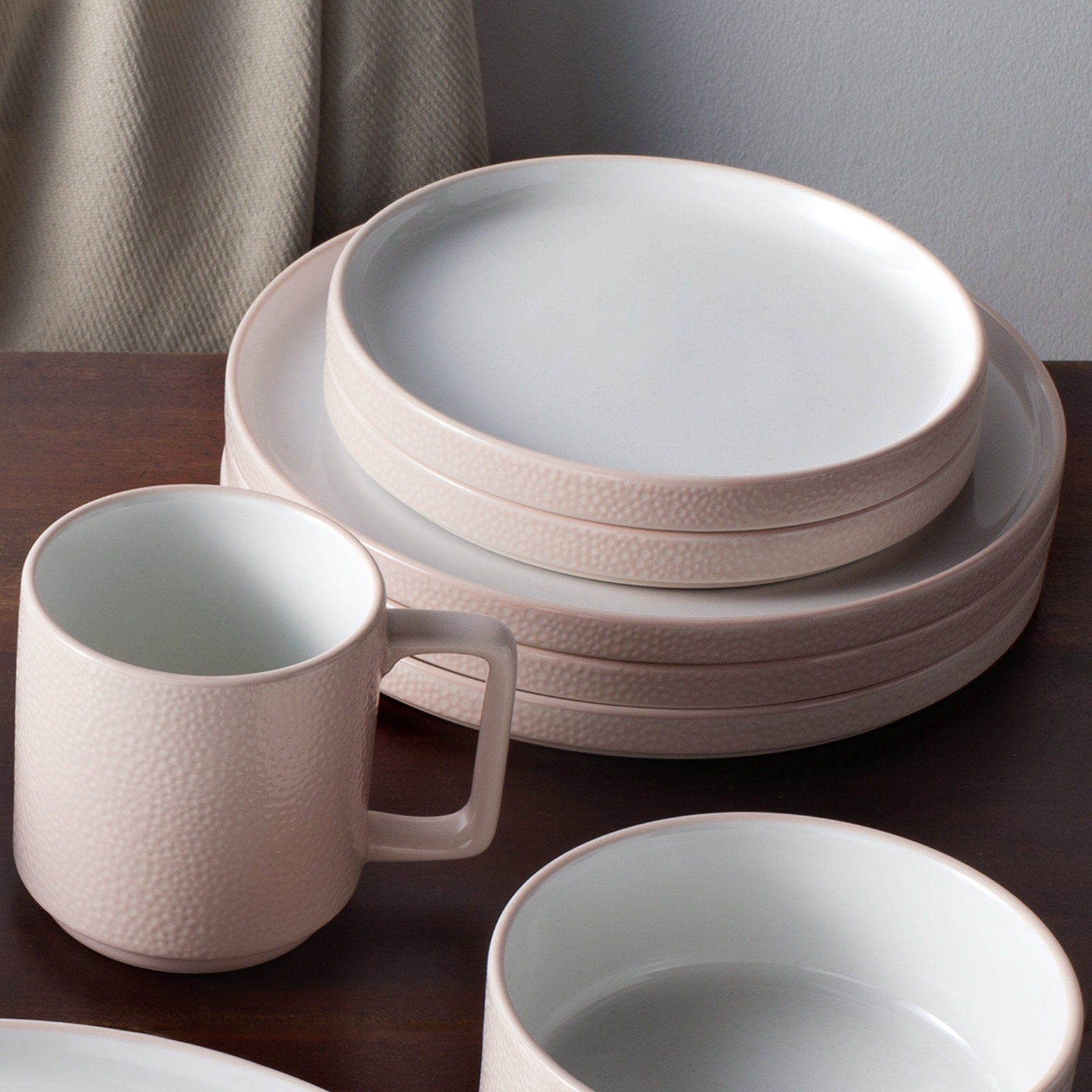 Noritake Colortex Stone Stax Salad Plates, 7-1/2", Blush