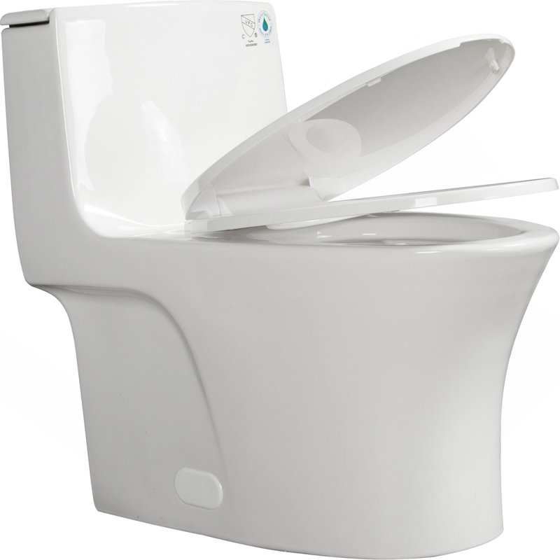 Toilette une pièce, 1,1 / 1,60 GPF écoénergétique, à double chasse allongée, à fixation au sol, hauteur de confort, toilette conforme ADA avec siège à fermeture douce inclus