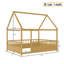 Lit en bois pleine grandeur avec cadre de toit de maison, garde-corps de clôture (double, naturel)-130188587