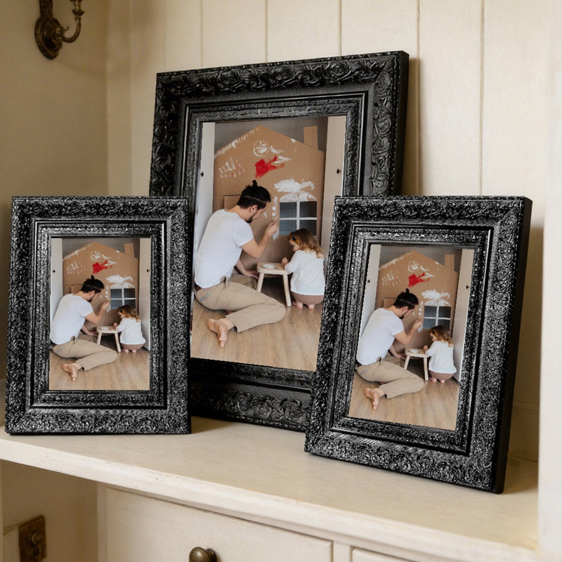 Cadre photo noir quotidien 3 pièces 5 "x 7" avec protecteur photo