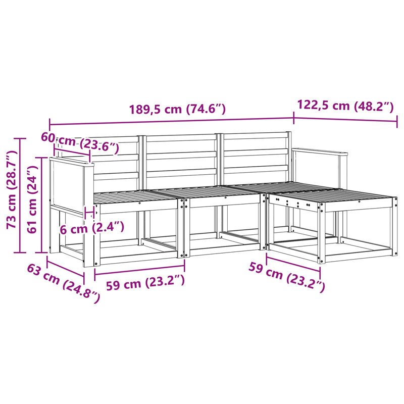 189.5cm Wide Patio Sectional
