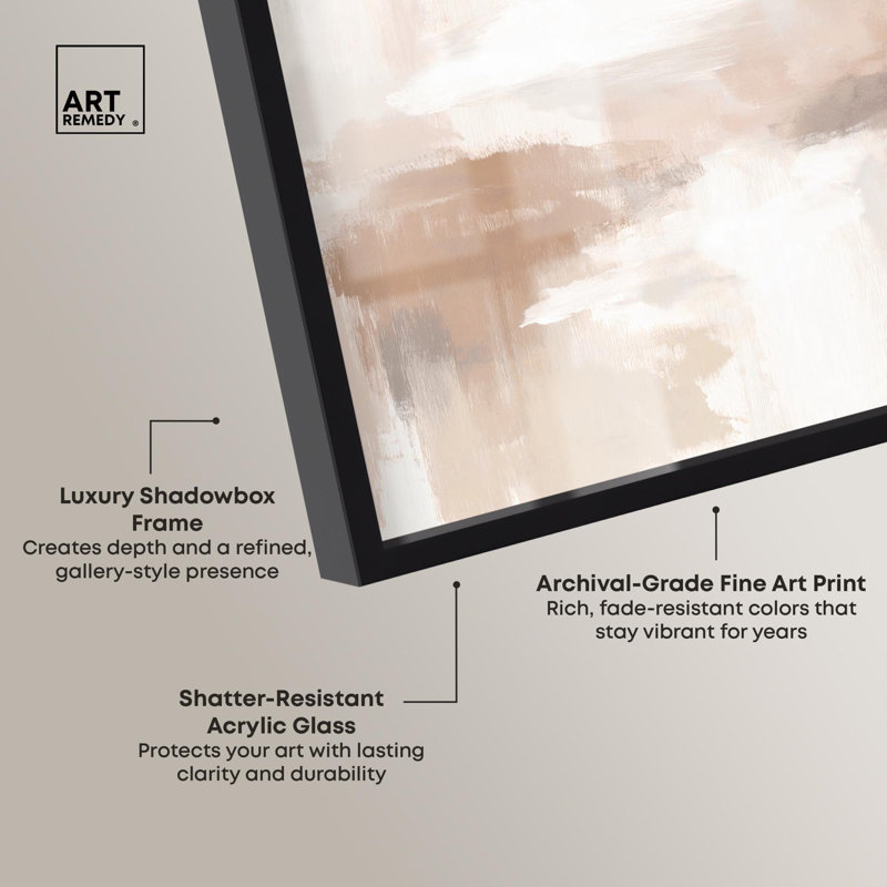 «Beige Dissolve I Boho» par Art Remedy, H 31 po x l 46 po, Noir