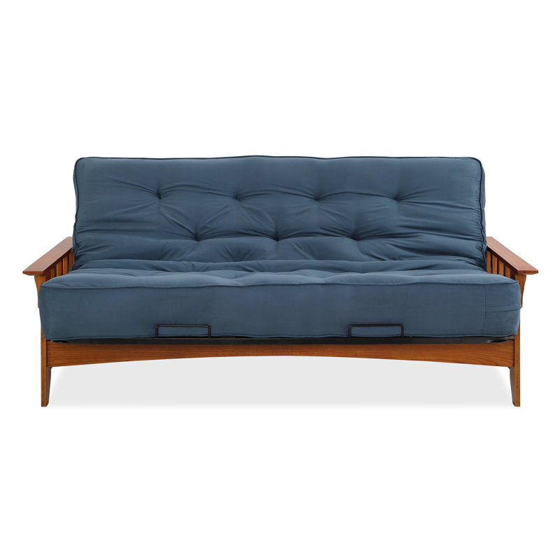 Futon double avec matelas Mccane, Microfibre bleu minuit
