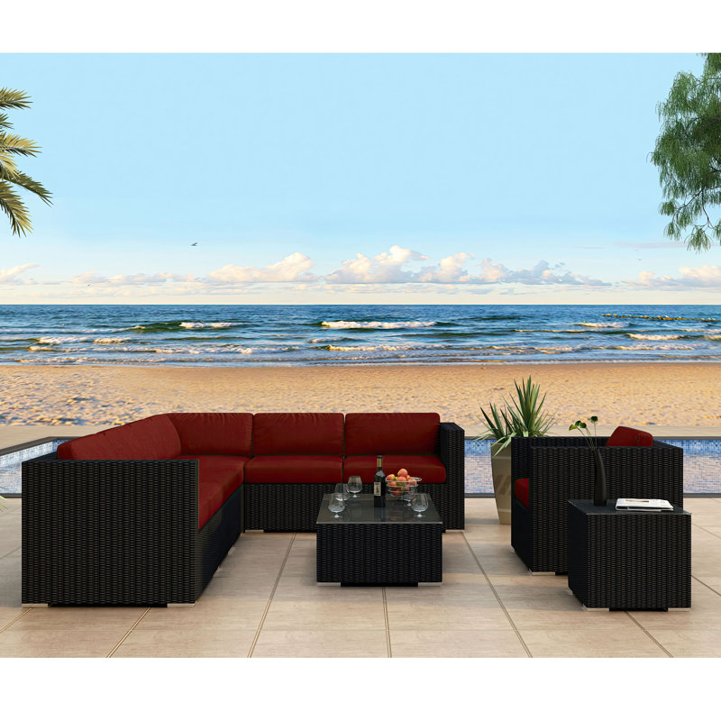 Urbana Outdoor 9 - Piece Conversation Set, Spectrum Peacock Sunbrella® Plainweave
