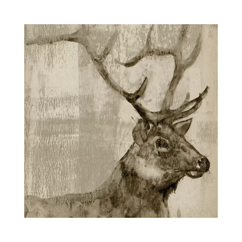 Sepia Elk 1 Piece Wrapped Canvas Painting, 66.04 cm H x 66.04 cm W x 3.175 cm D