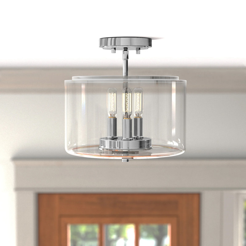 Callison Glass Semi Flush Mount, Chrome