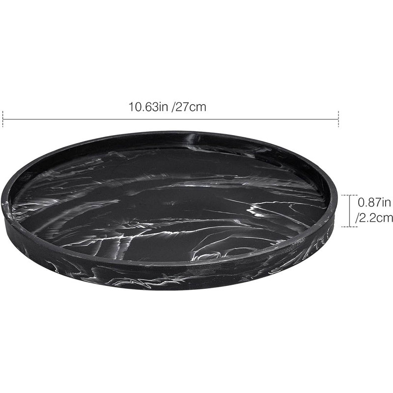 Tray, Round, 27cm W x 27cm D x 2.2cm H, Matte Ink Black