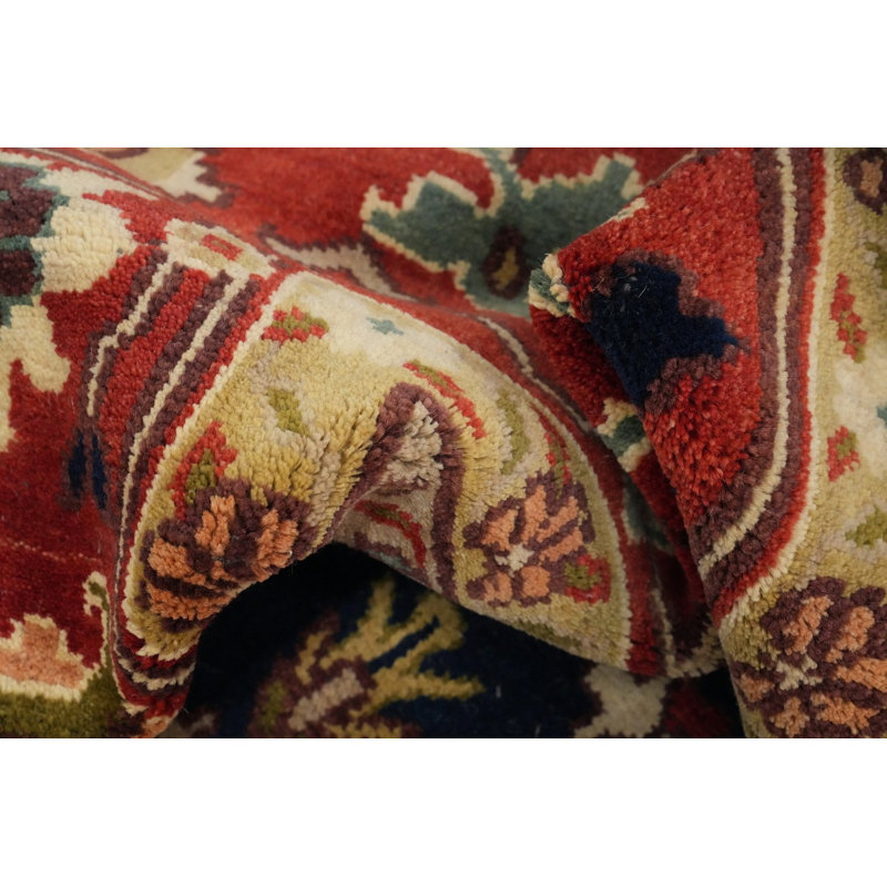 Grand tapis traditionnel indien géométrique 12 x 15