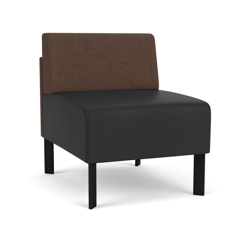Chaise d'invité sans accoudoirs Luxe Lounge, Acier noir, Archetype Café / Modène graphite
