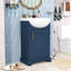 Meuble-lavabo de salle de bain avec lavabo en céramique, tablettes de rangement et porte à fermeture en douceur-2030729