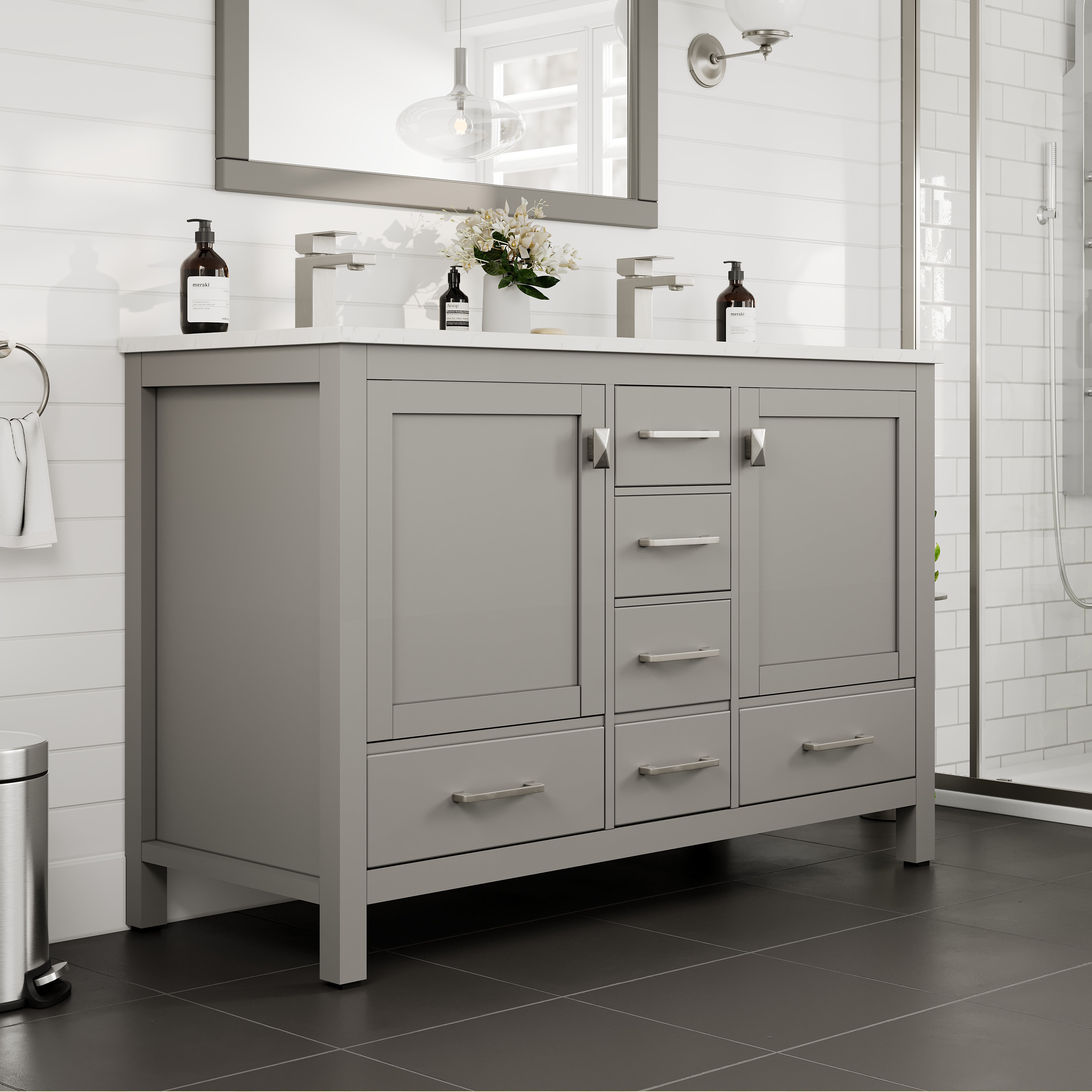 allen + roth Crest Hill 48-in White Undermount Single Sink Bathroom Vanity with Engineered Carrara Marble Top allen + roth Crest Hill 48-in White Undermount Single Sink Bathroom Vanity with Engineered Carrara Marble Top