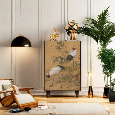 Élégante armoire décorative avec cadre en bois de pin