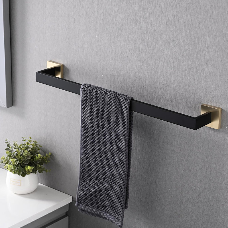 4 Bathroom - 304, Modern Design, Ideal For Home Decor Gear Rustproof, Elegant Easy Mount, Matte Black/Gold