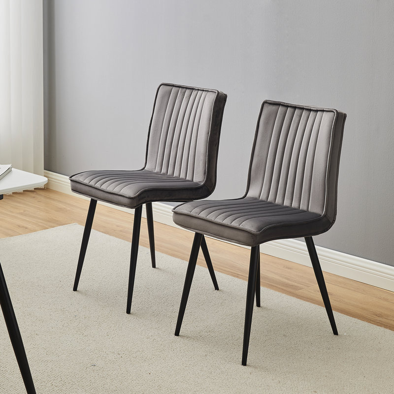 Tys 49cm H Fabric Upholstered Metal Side Chair, Grey