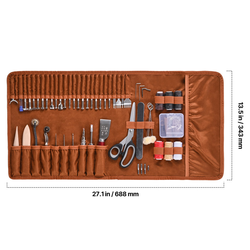 Leather Working Tools Kit 72 PCS Engraving Punching Stamping Sewing Tools