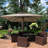 108''×144'' Rectangular Advanced fabric Umbrella Large Cantilever Umbrella with Base and Soft 12 Colors Changing Light for Umbrella-177368623