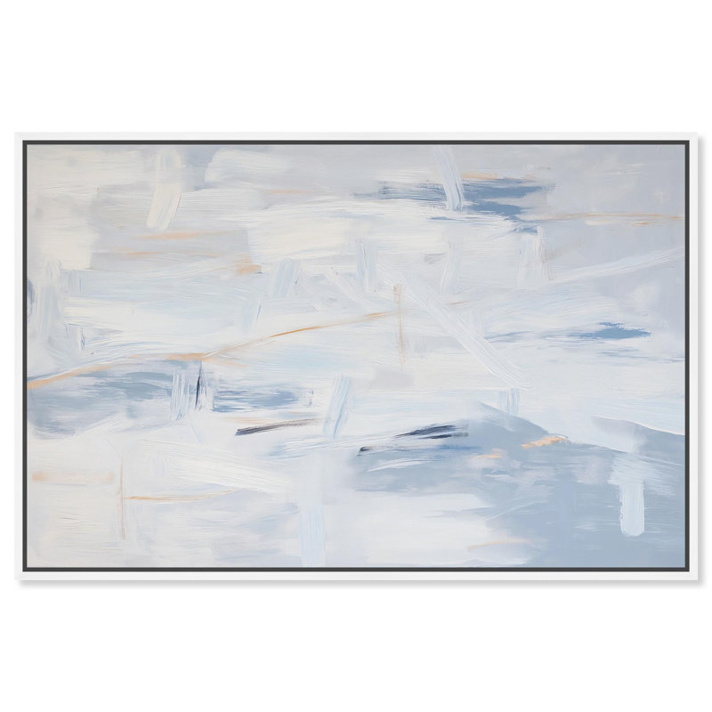 Art Remedy, toile abstraite neutre, H 25 po x l 37 po, Cadre flottant blanc