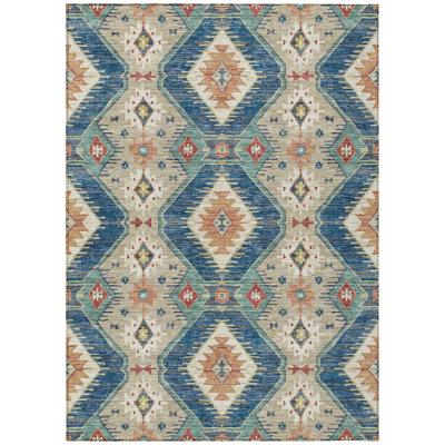 Machine Washable Indoor/Outdoor Husby ACN2210 Moroccan Rug