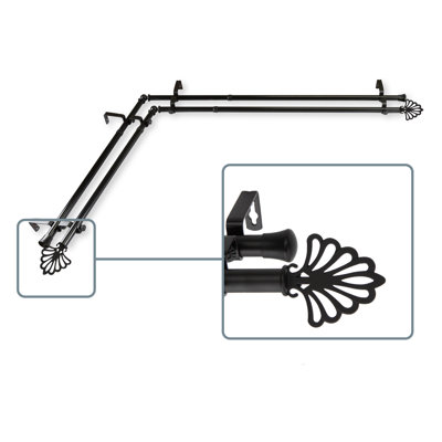 Ensemble de tringle à rideaux double et quincaillerie pour fenêtre de coin Rawtenstall