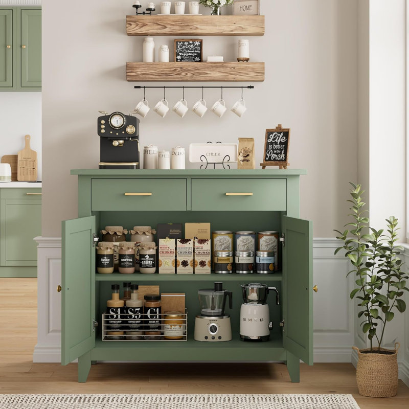 Armoire de rangement moderne avec 2 tiroirs, Vert