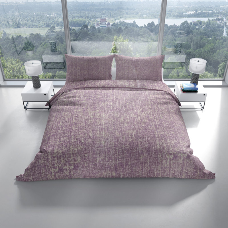Nettey Mottled Bed Linen with Piping, Purple, 135 x 200cm