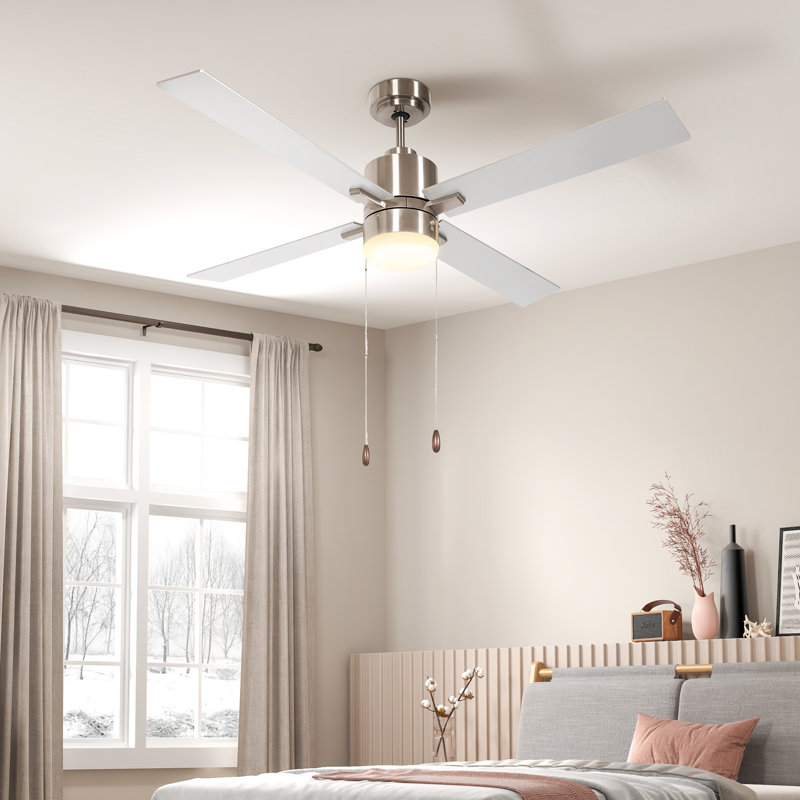Caisha Ceiling Fan with LED Lights, Nickel