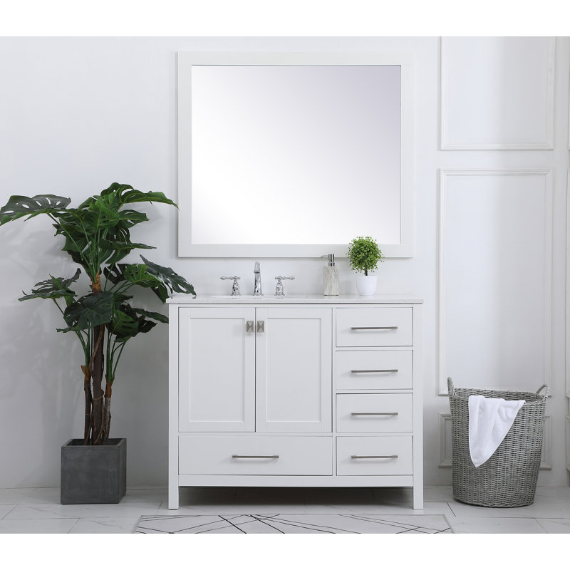 Aralynne 42'' Single Bathroom Vanity with Engineered Marble Top