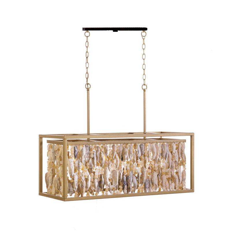 Oyster Shell 5 - Light Gold Kitchen Island Pendant