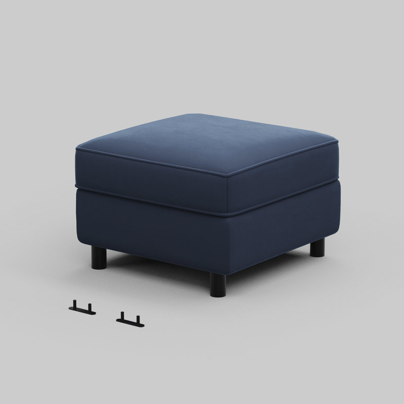 Velvet Fabric Ottoman For Modular Sofa, Blue Velvet