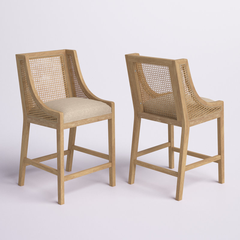 Tabouret de comptoir en bois massif 25,5 po Lonny, Beige