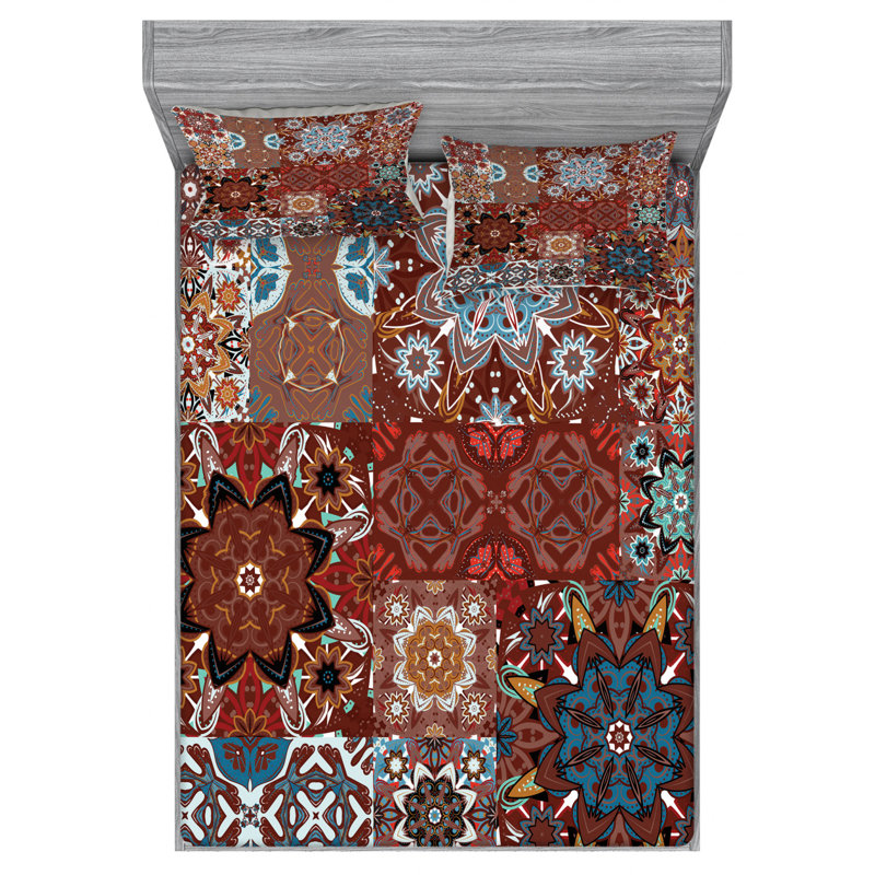 Microfiber Floral Sheet Set, Queen Sheet Set with Fitted Sheet
