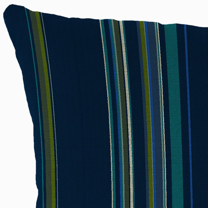 Sunbrella Outdoor Throw Pillow, Striped Navy Blue