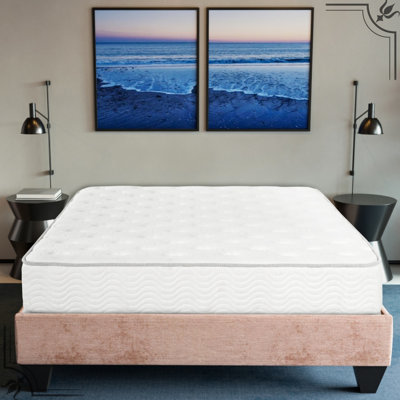 Matelas pour lit simple à ressorts ensachés 9 po - Mousse pour la détente. Mouvement minimisé avec ressorts. Base haute. Housse en tricot doux. . Support de bord. Installation facile compressée et roulée. Convient à différentes chambres à coucher