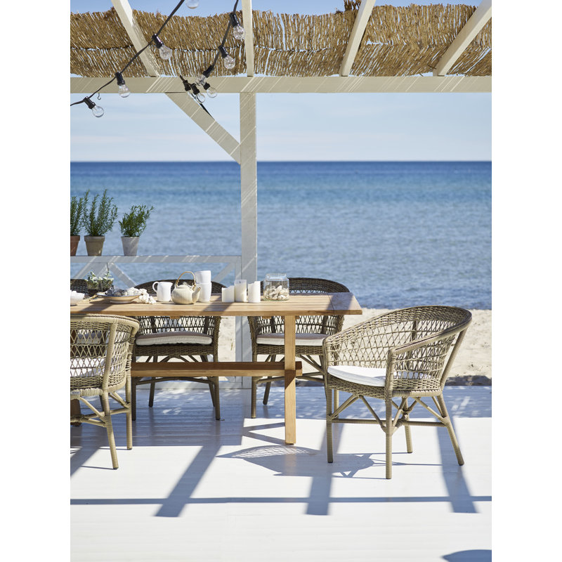 Georgia Garden Outdoor Dining Armchair, Sailcloth Seagull Geometric Sunbrella® Basketweave