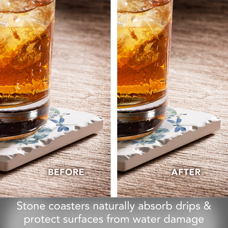 Bohemian Blue 4-Pack Assorted Tumbled Tile Coasters