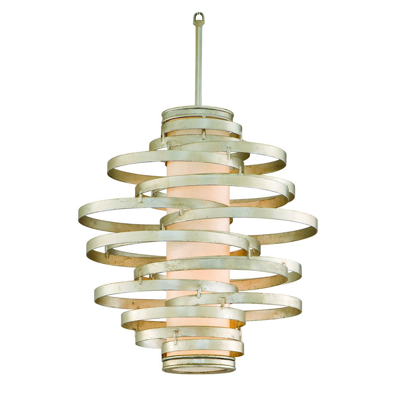 Lustre géométrique unique à 4 lumières Vertigo, Argent moderne, 2