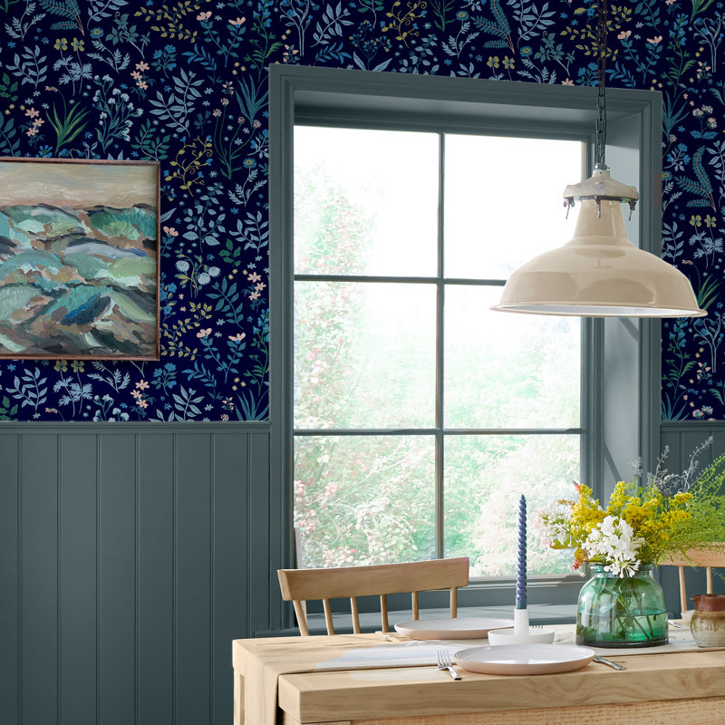 Joules Floral Wallpaper Double Roll, Navy