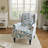 Duward Boho Blue Floral Upholstered Wingback Accent Chair with Nailhead Trim-1037287577