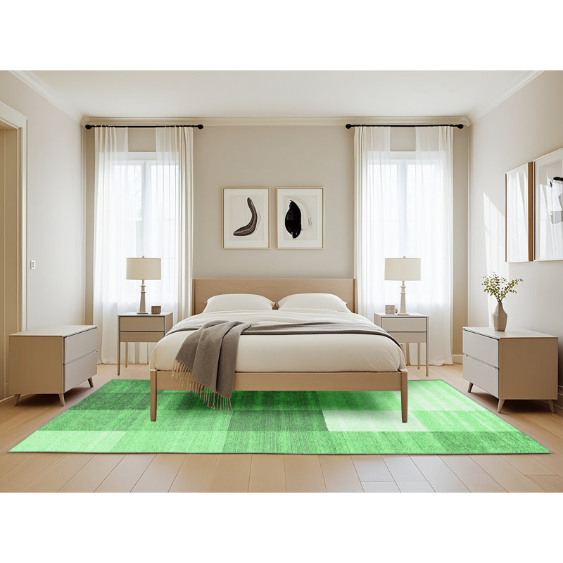 Washable Checkered Indoor Rug, Rectangle 5' x 8'