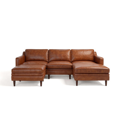 Ashtabula 3-pieces Leather Sectional Sofa & Chaise&ottoman