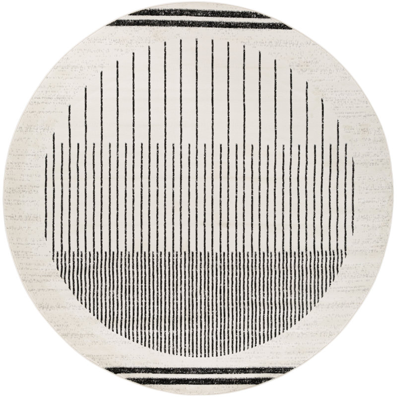 Tapis noir / ivoire Corum, Rond 6 pi 7 po